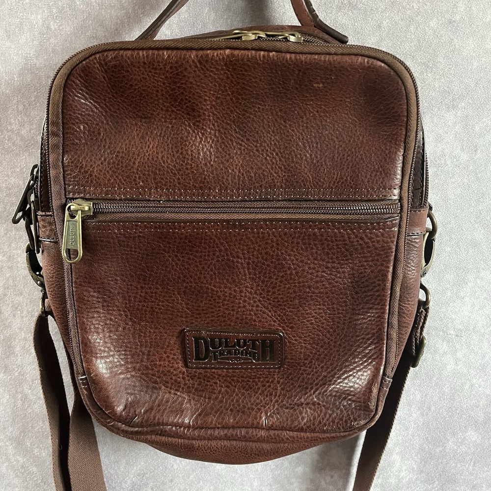 Duluth Trading Company Lifetime Brown Patina Leather Vintage Crossbody Bag